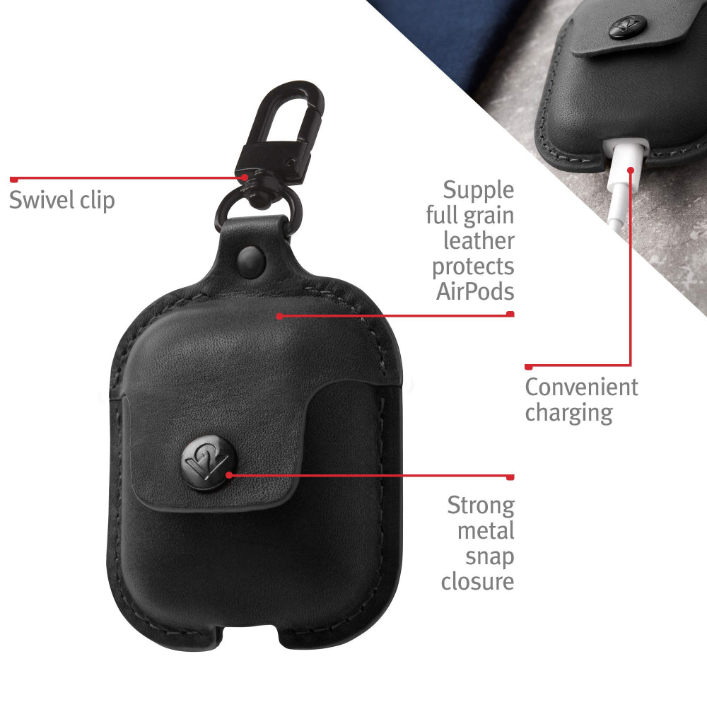 TWELVE SOUTH AirSnap Leather Protective Case for AirPods - Black
