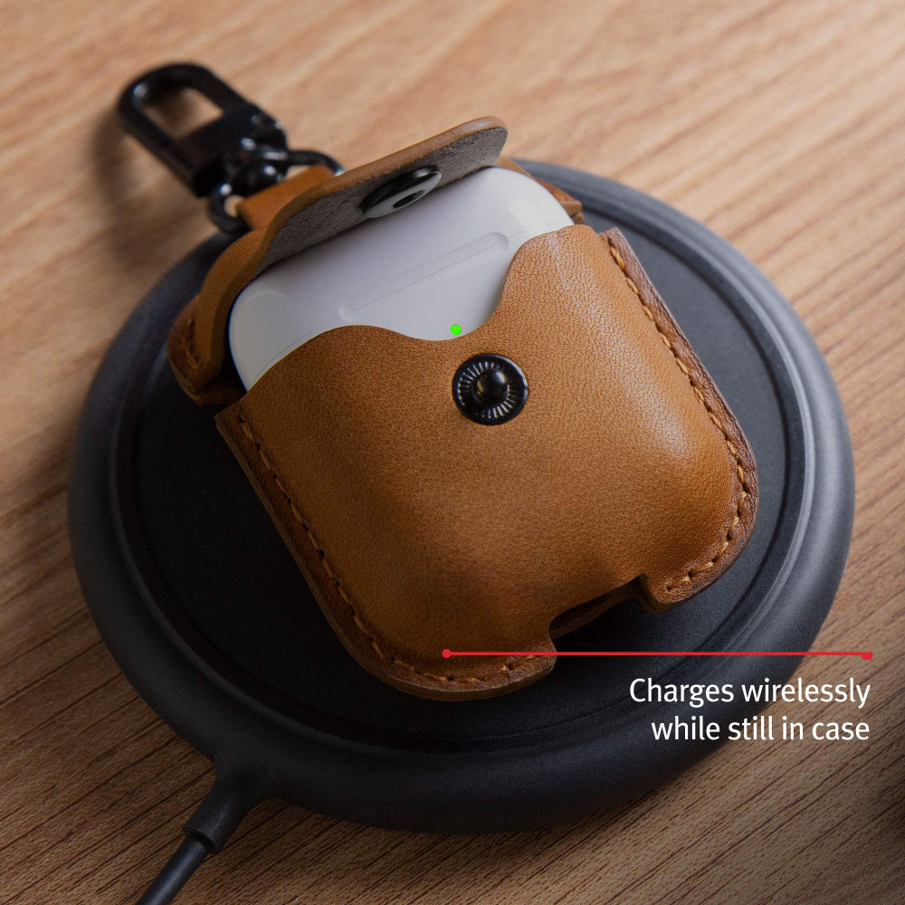 TWELVE SOUTH AirSnap Leather Protective Case for AirPods - Cognac