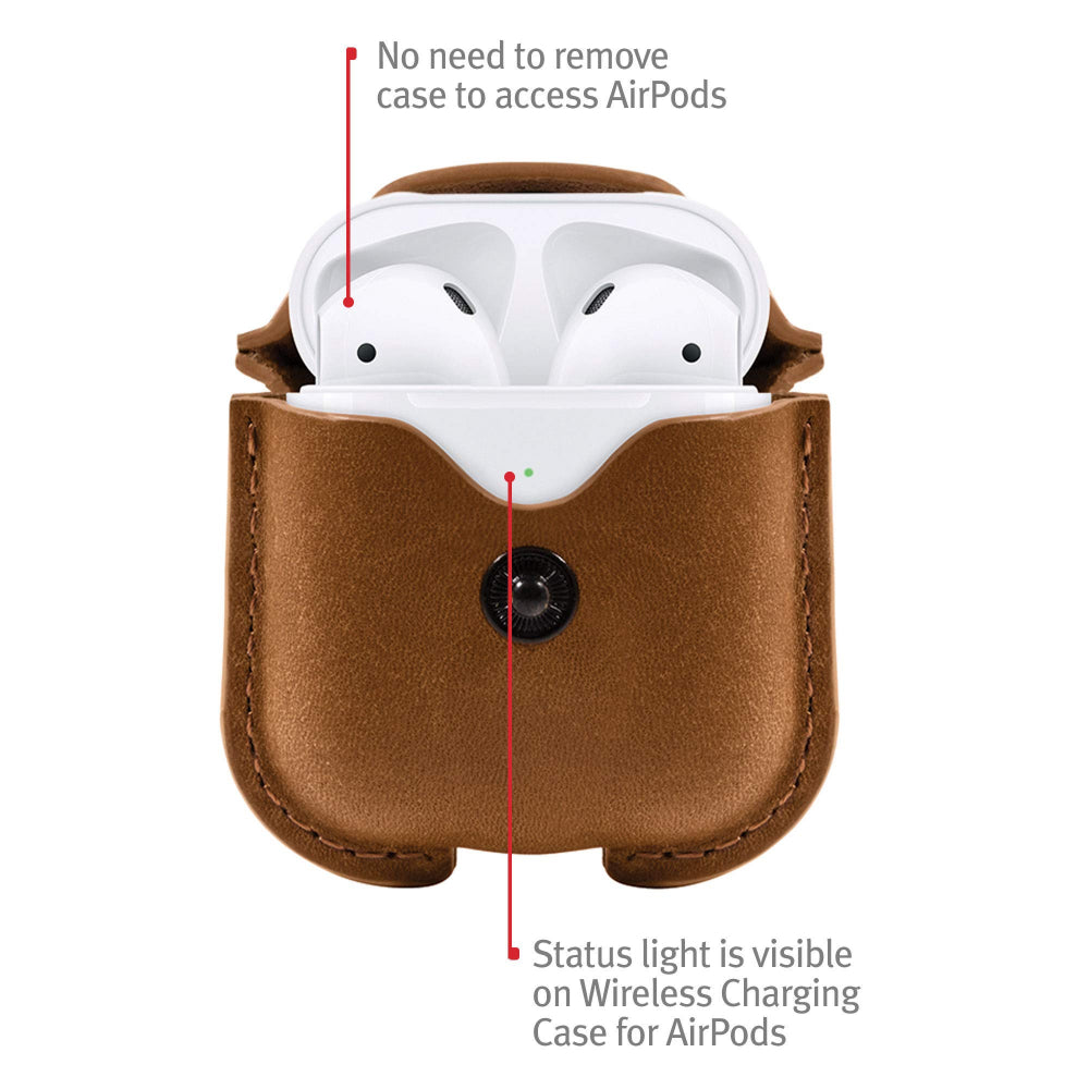 TWELVE SOUTH AirSnap Leather Protective Case for AirPods - Cognac