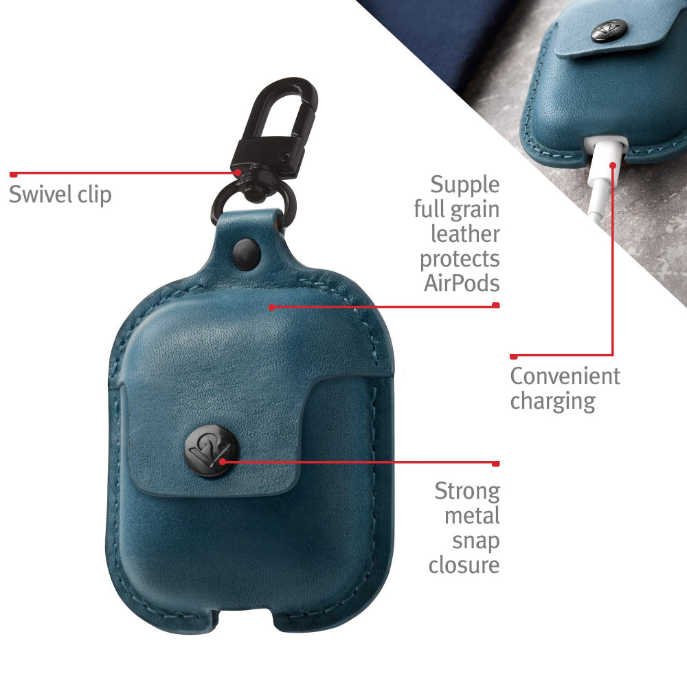 TWELVE SOUTH AirSnap Leather Protective Case for AirPods - Teal