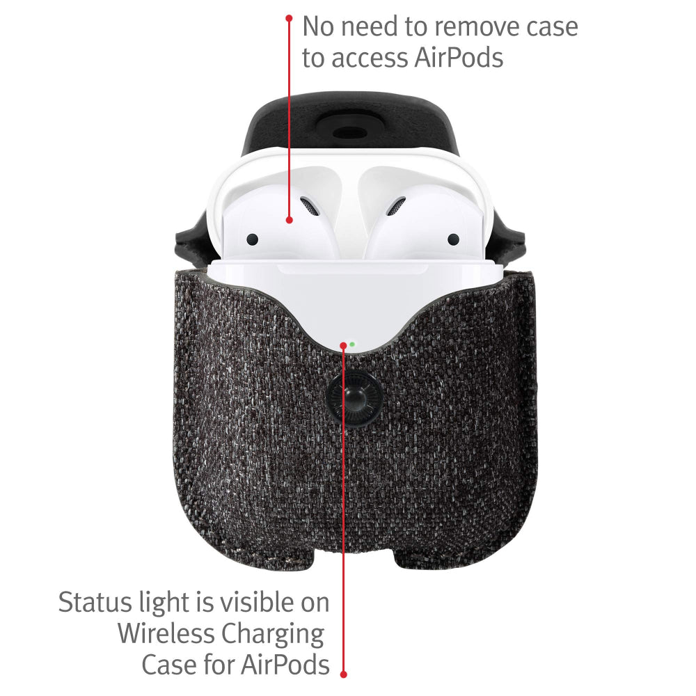 TWELVE SOUTH AirSnap Leather Protective Case for AirPods - Dark Gray Twill