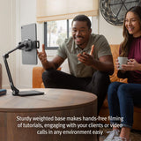 حامل TWELVE SOUTH HoverBar Duo لأجهزة iPad/iPad Pro/الأجهزة اللوحية - حامل ذراع قابل للتعديل، وقاعدة، ومشبك تثبيت على السطح - أسود