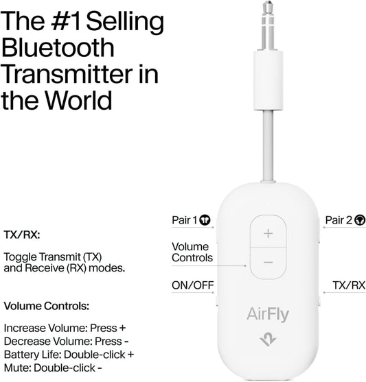 TWELVE SOUTH AirFly Pro2 Bluetooth Transmitter & Receiver White