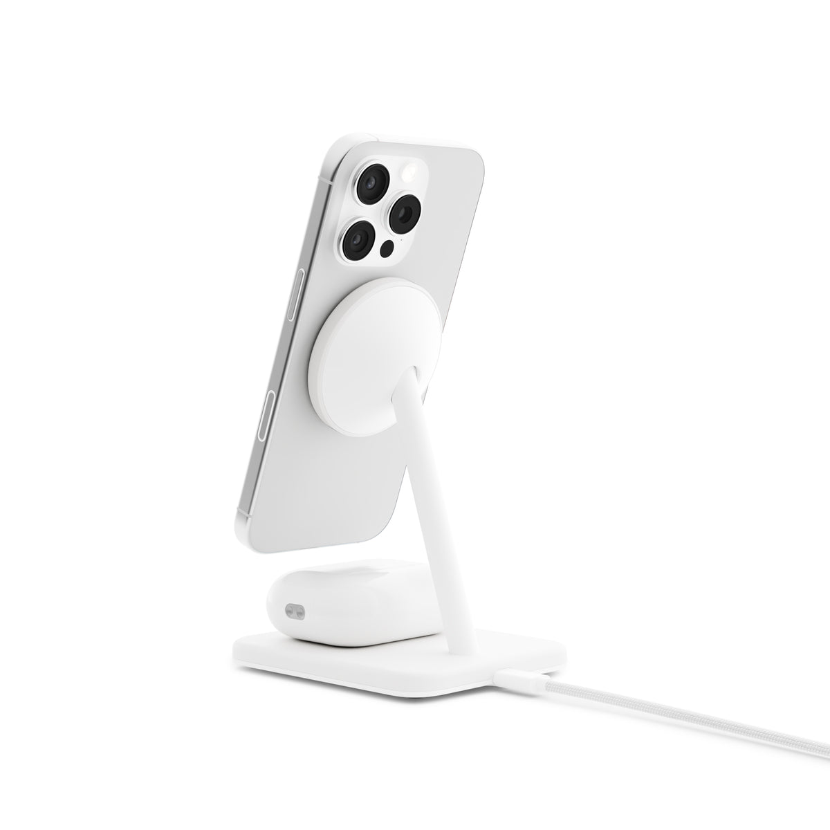 TWELVE SOUTH HiRise 2 Deluxe 2-IN-1 Wireless Charger Stand Qi2 Compact Desk Charger - White