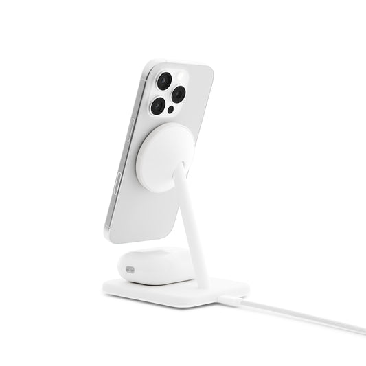 TWELVE SOUTH HiRise 2 Deluxe 2-IN-1 Wireless Charger Stand Qi2 Compact Desk Charger - White