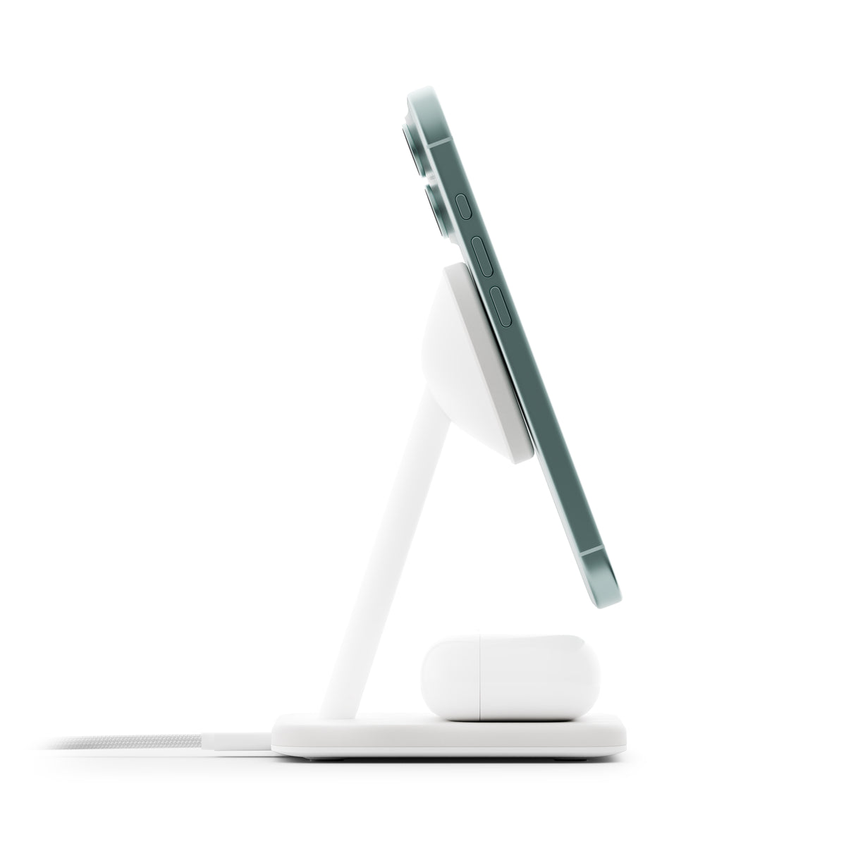 TWELVE SOUTH HiRise 2 Deluxe 2-IN-1 Wireless Charger Stand Qi2 Compact Desk Charger - White