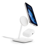 TWELVE SOUTH HiRise 2 Deluxe 2-IN-1 Wireless Charger Stand Qi2 Compact Desk Charger - White