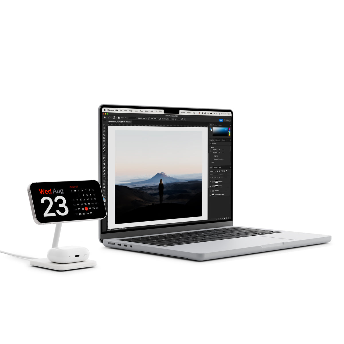 TWELVE SOUTH HiRise 2 Deluxe 2-IN-1 Wireless Charger Stand Qi2 Compact Desk Charger - White