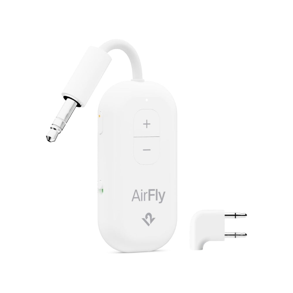 TWELVE SOUTH AirFly Pro2 Deluxe Bluetooth Transmitter/Receiver + Plane Audio Adapter + Premium Pouch White