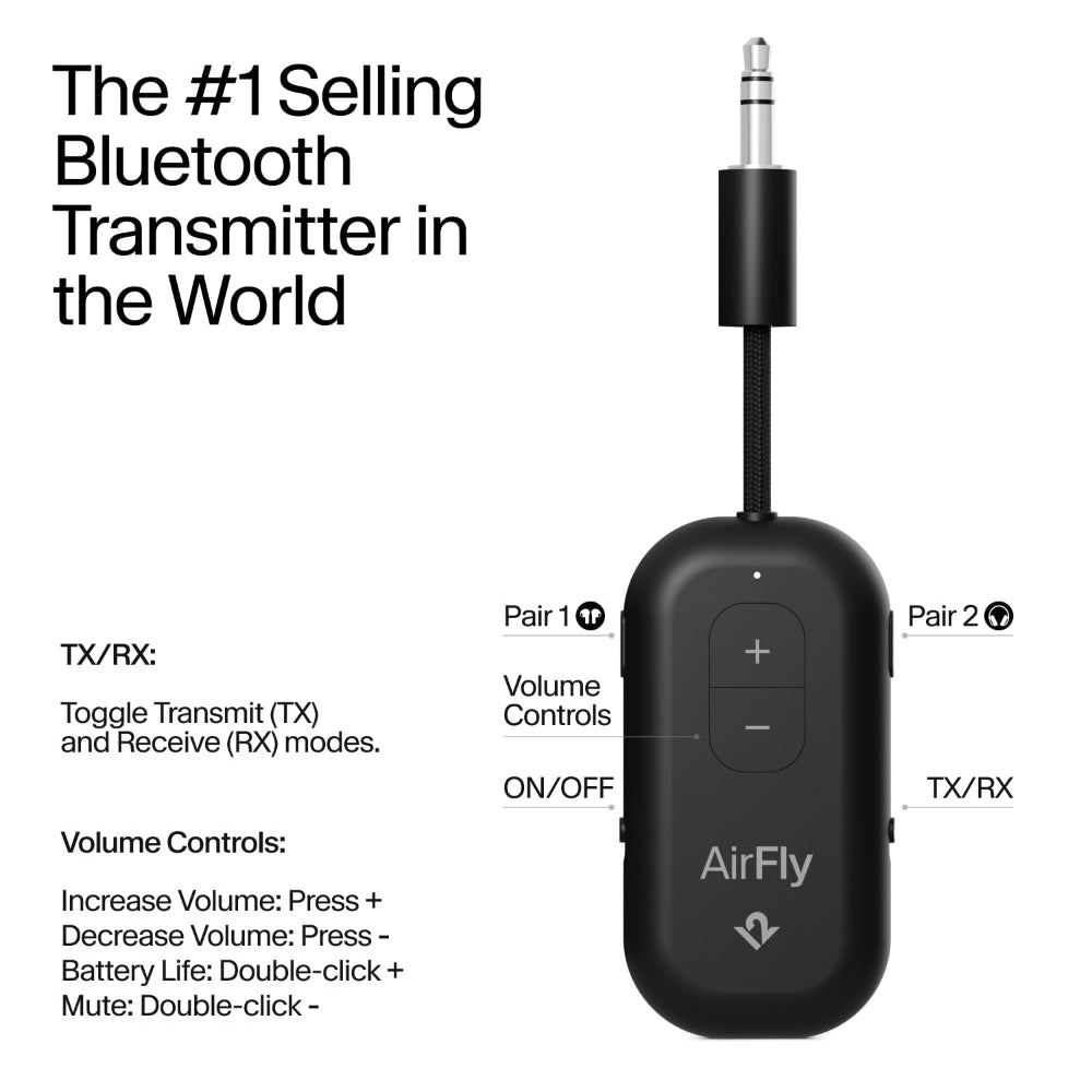 جهاز إرسال واستقبال بلوتوث TWELVE SOUTH AirFly Pro2 باللون الأسود