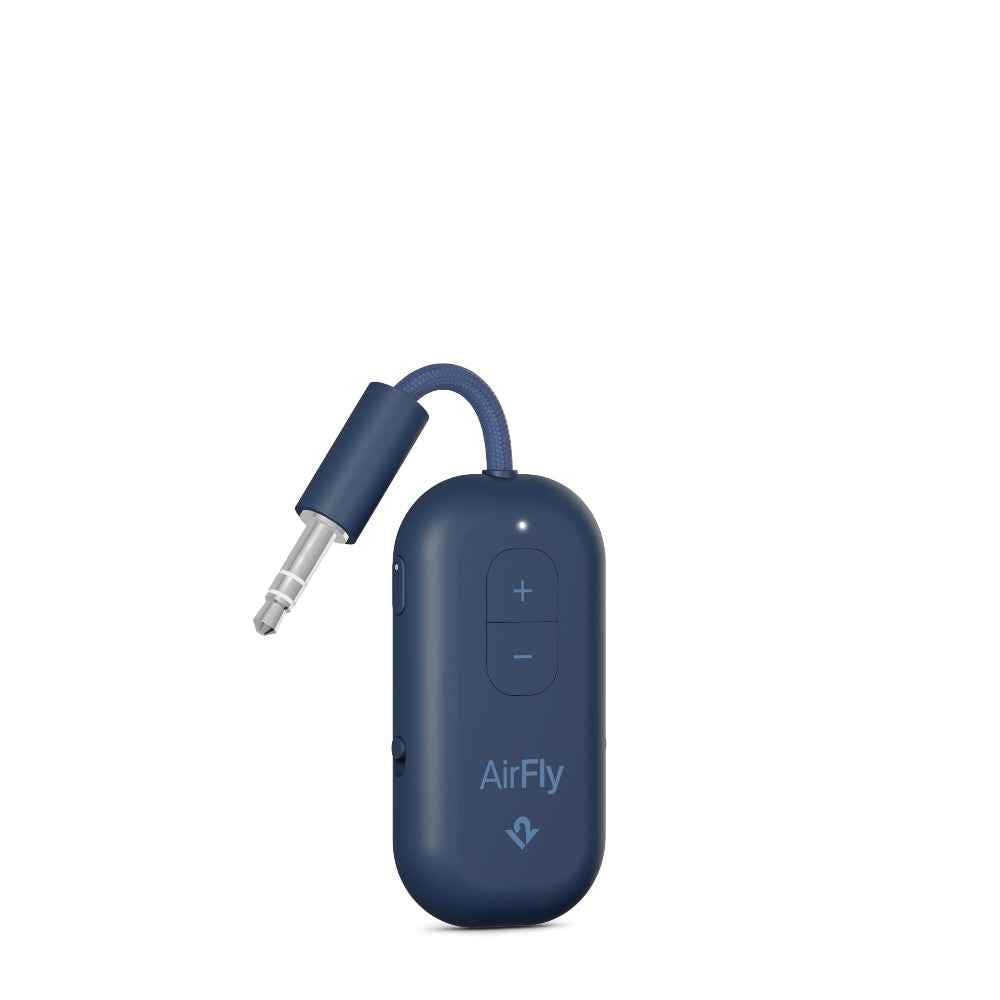 Twelve South AirFly Pro 2 Bluetooth 5.0 Transmitter/Receiver for TV/Airplane to 2 Wireless Headphones – Wireless Adapter for AirPods, Airplane, Car, Gym, Home, Use with Any 3.5 mm Audio Jack, Blue