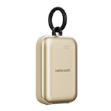 Twelve South PowerClip Mini Portable Power Bank 2000mAh with Built-in USB-C Cable, Dual USB-C Charging, LED Battery Indicator, Pass-Through Charging and Zinc-Alloy Carabiner for iPhone, Android and AirPods, Gold