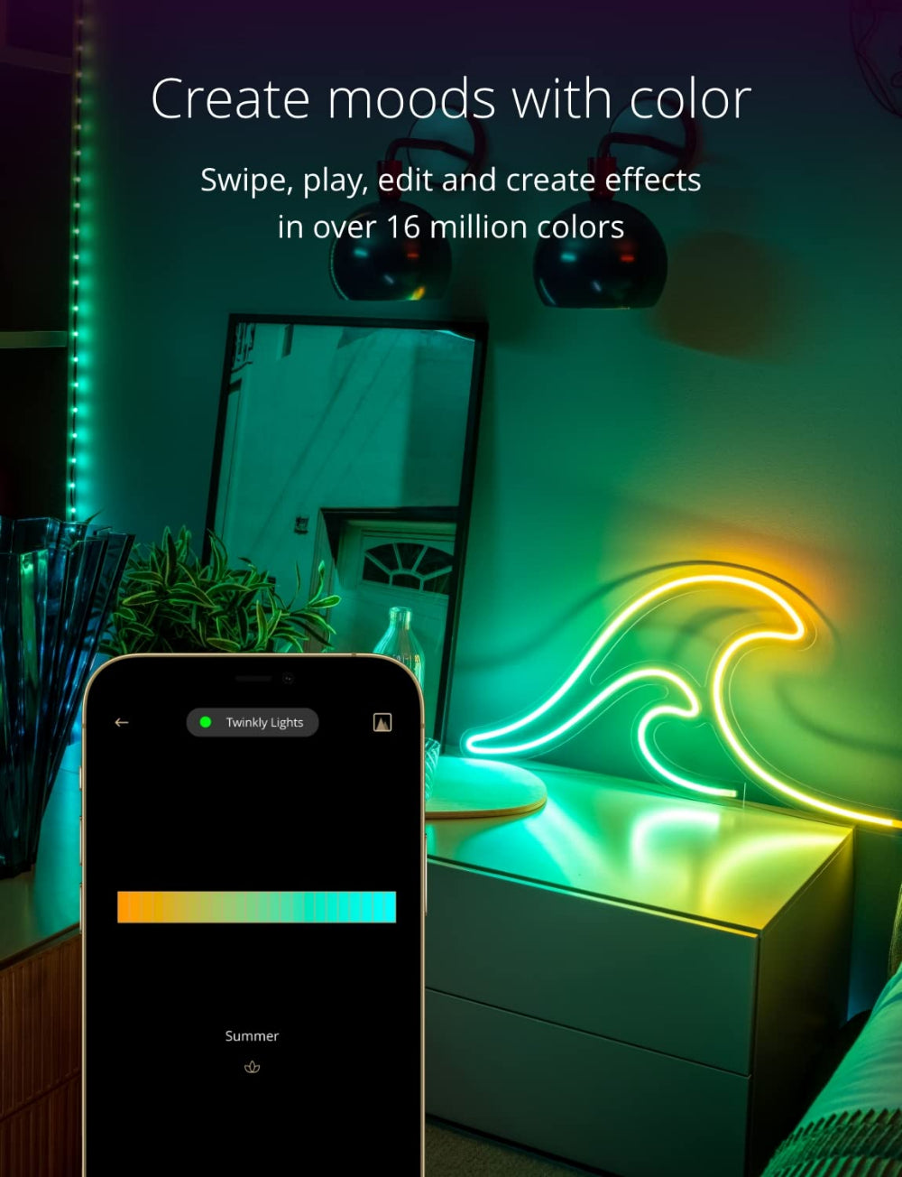 مجموعة TWINKLY FLEX للمبتدئين من 3M - أنبوب إضاءة مرن من الجيل الثاني مزود بـ 300 مصباح LED RGB يتم التحكم فيه عبر تطبيق - أبيض