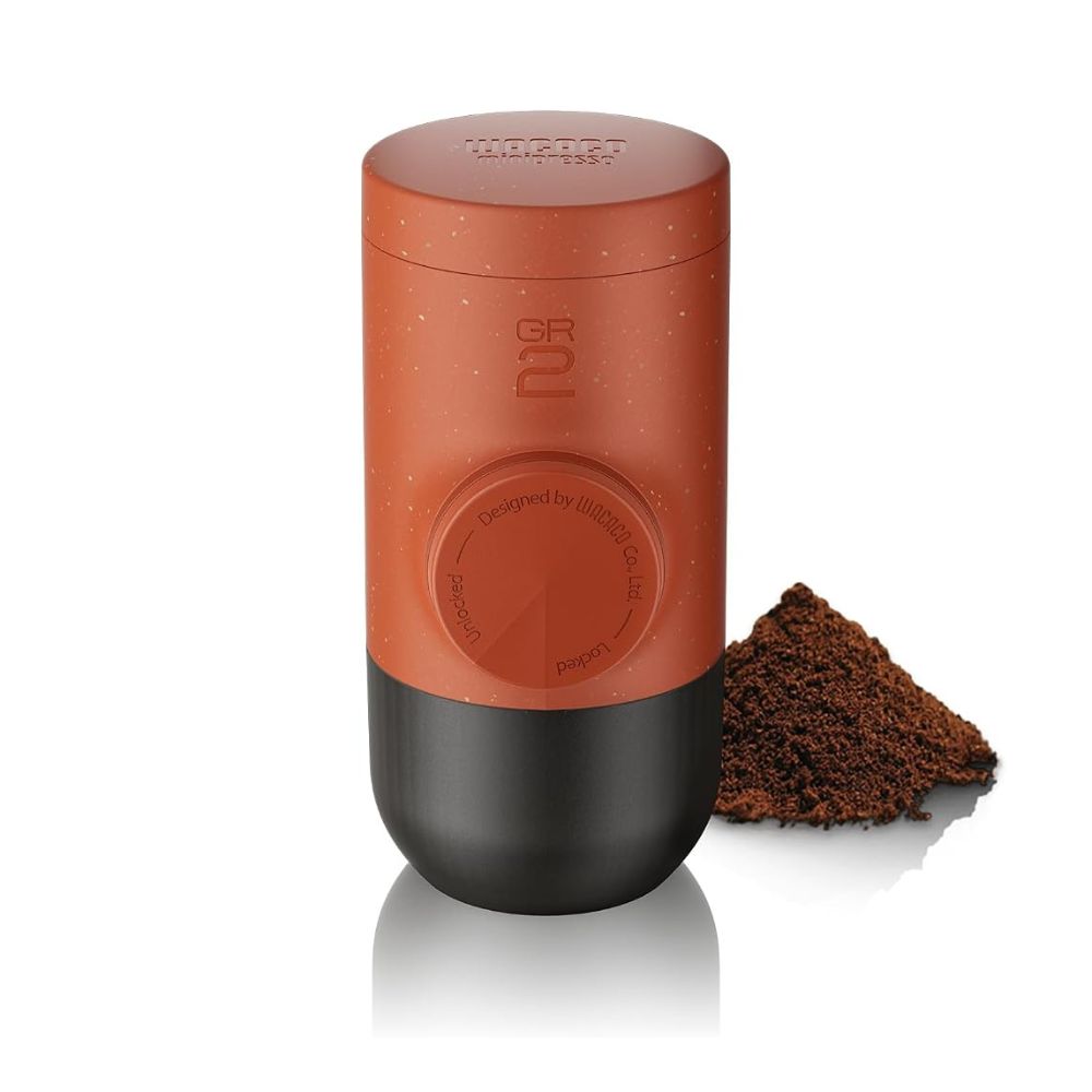 Wacaco MINIPRESSO GR2 - Portable Espresso Machine for Ground Coffee, Eco-Friendly, Made Using Biomass, 18 Bar Powerful Extraction, Ultra Light Weight, Integrated Water Tank System - Golden Ochre