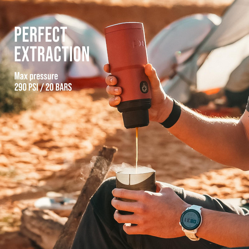 WACACO PIXAPRESSO - Electric Portable Espresso Machine – Compact, Lightweight, Barista-Quality Coffee Maker for Travel, Home, Office – Perfect for Fresh Espresso Anytime, Anywhere - Tuscan Red