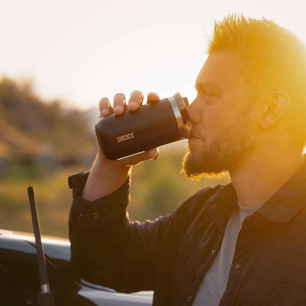 Wacaco OCTAROMA Vacuum Insulated Mug (300ml) - Double Wall Stainless Steel Vacuum Insulated Coffee Travel Mug with Leakproof Drinking Lid - Onyx Black