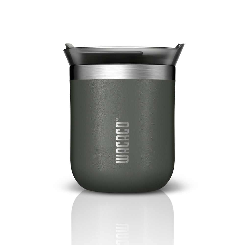 Wacaco Octaroma GRANDE Vacuum Insulated Mug (435ml) - Double Wall Stainless Steel Coffee Travel Tumbler w/ Leakproof Drinking Lid, Reusable, Washable, BPA-Free, Hot & Cold - Grey