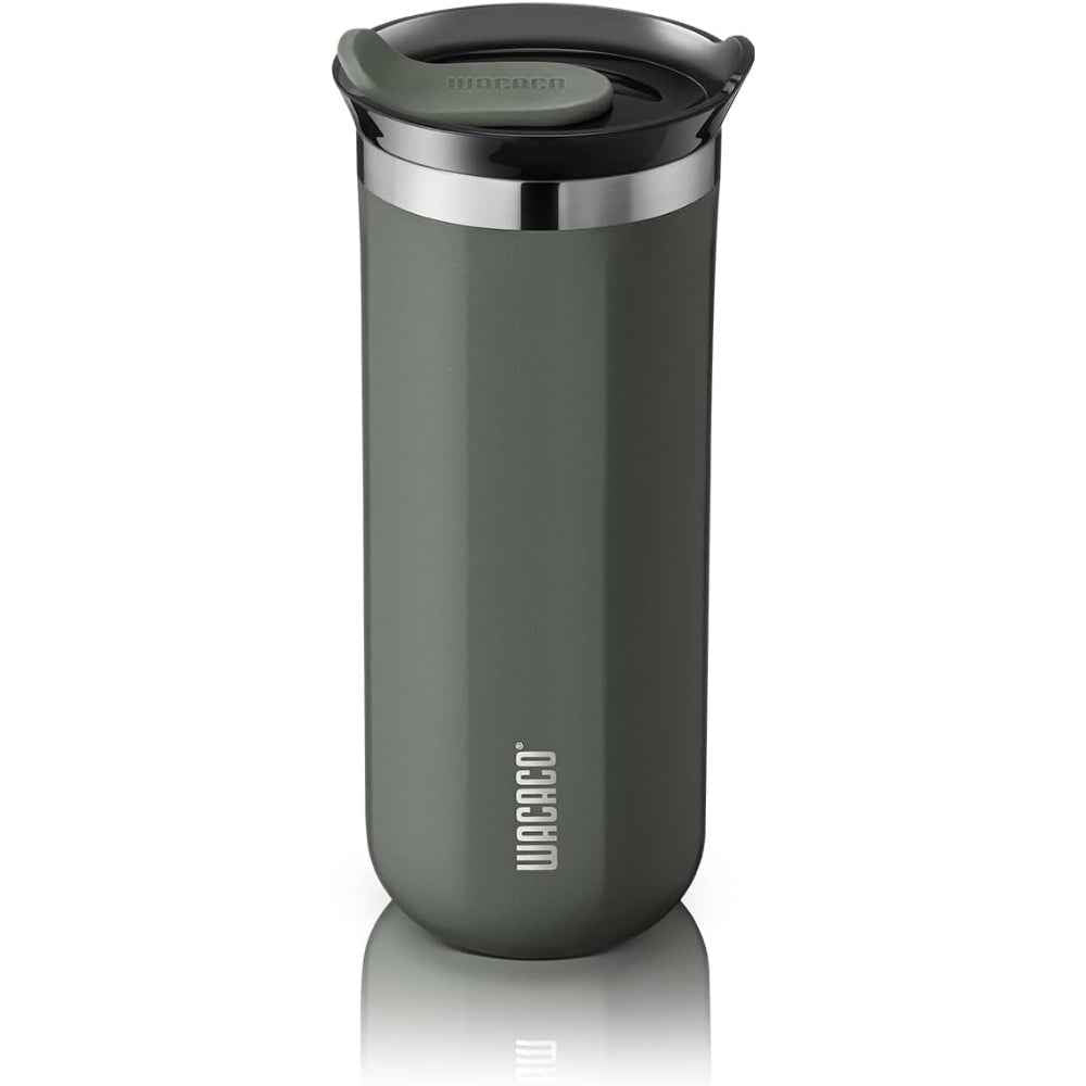 Wacaco Octaroma GRANDE Vacuum Insulated Mug (435ml) - Double Wall Stainless Steel Coffee Travel Tumbler w/ Leakproof Drinking Lid, Reusable, Washable, BPA-Free, Hot & Cold - Grey