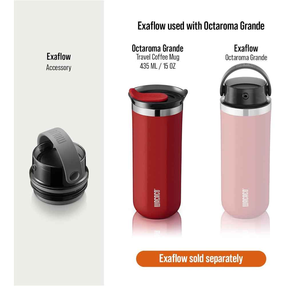 Wacaco Octaroma GRANDE Vacuum Insulated Mug (435ml) - Double Wall Stainless Steel Coffee Travel Tumbler w/ Leakproof Drinking Lid, Reusable, Washable, BPA-Free, Hot & Cold - Yellow