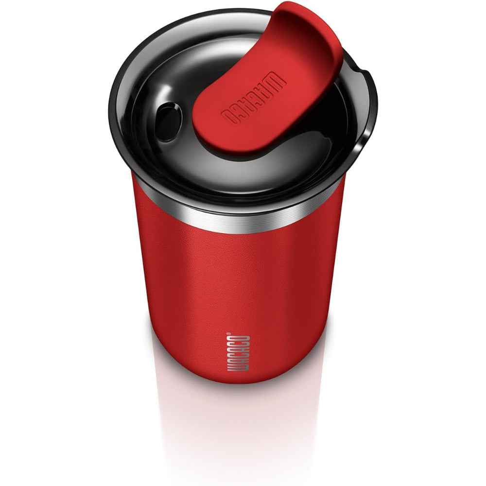 Wacaco OCTAROMA Vacuum Insulated Mug (300ml) - Double Wall Stainless Steel Vacuum Insulated Coffee Travel Mug with Leakproof Drinking Lid - Red