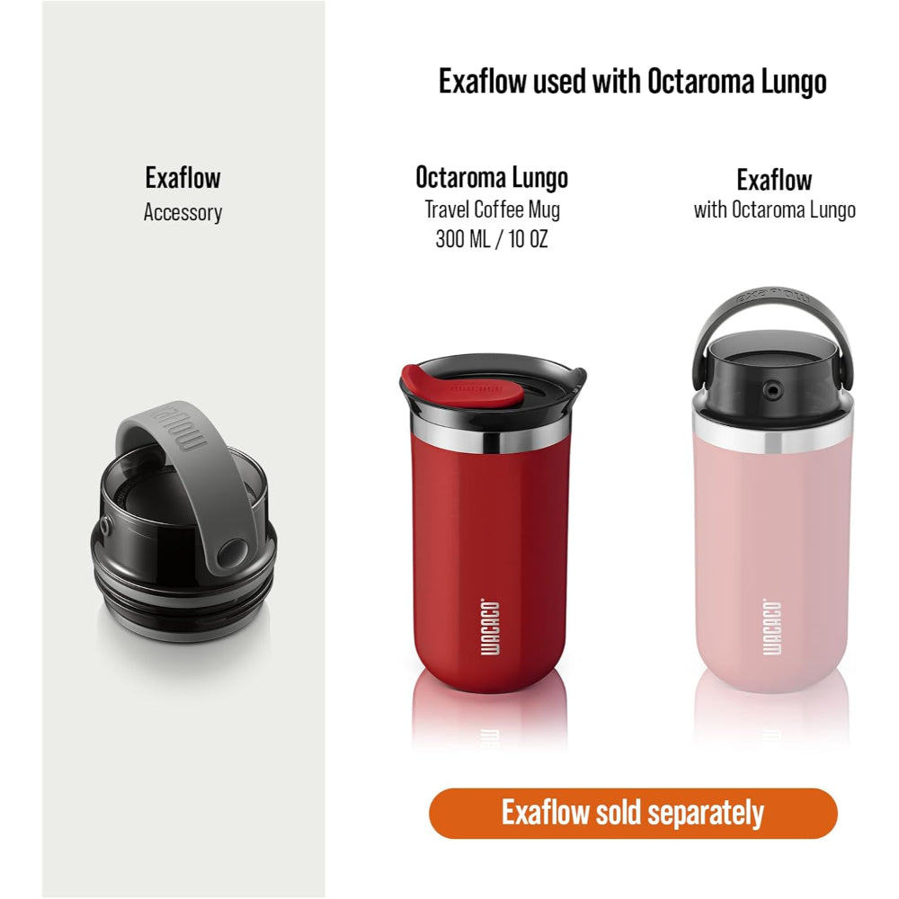 Wacaco OCTAROMA Vacuum Insulated Mug (300ml) - Double Wall Stainless Steel Vacuum Insulated Coffee Travel Mug with Leakproof Drinking Lid - Red