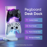 Nanoleaf Pegboard Desk Dock with LED Display| RGB Light Effects, Desk Storage, Connectivty, Stylish Desk Set-up for Gen Z, Compatible with Mac & Windows - White