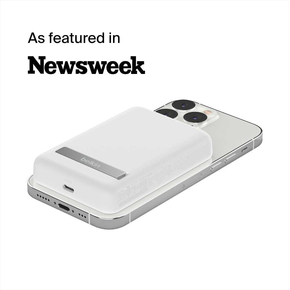 BELKIN BoostCharge Magnetic Wireless Power Bank 5K mAh MagSafe Compatible with Kick Stand - White