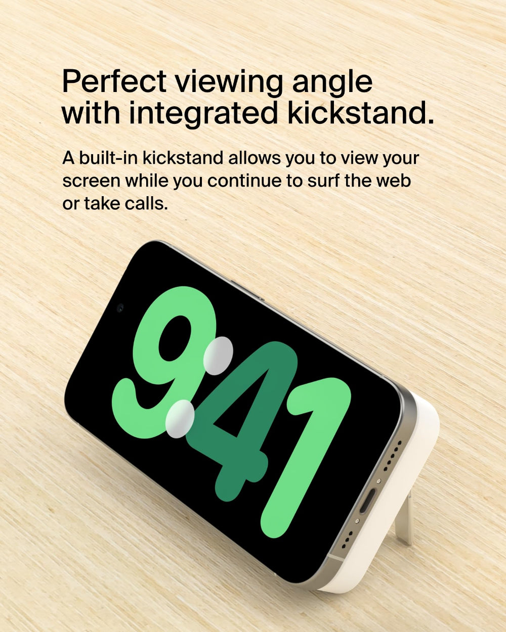 بنك طاقة بيلكين لاسلكي بتقنية Qi2 بدقة 8K مع حامل قابل للطي، لون أبيض