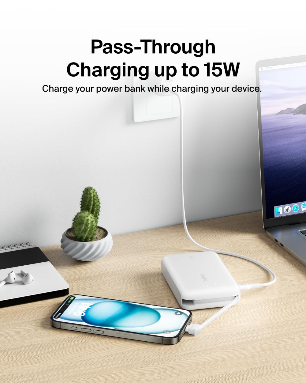 باور بانك بيلكين 10 كيلو واط مع كابل USB-C مدمج