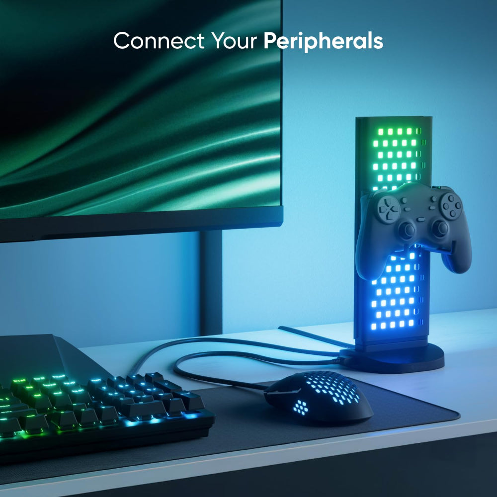 Nanoleaf Pegboard Desk Dock with LED Display| RGB Light Effects, Desk Storage, Connectivty, Stylish Desk Set-up for Gen Z, Compatible with Mac & Windows - White