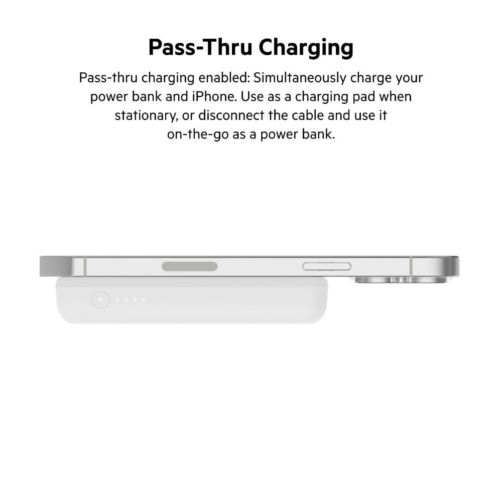 BELKIN BoostCharge Magnetic Wireless Power Bank 5K mAh MagSafe Compatible with Kick Stand - White