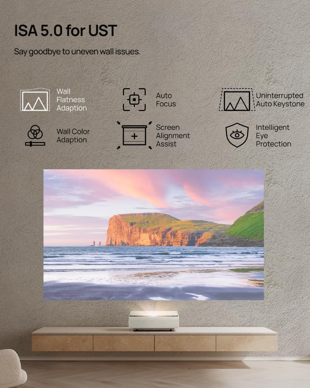 جهاز عرض XGIMI Aura 2 قصير المدى، حساسية ISO 2500، دقة 4K IMAX، مع شاشة عرض 100 بوصة