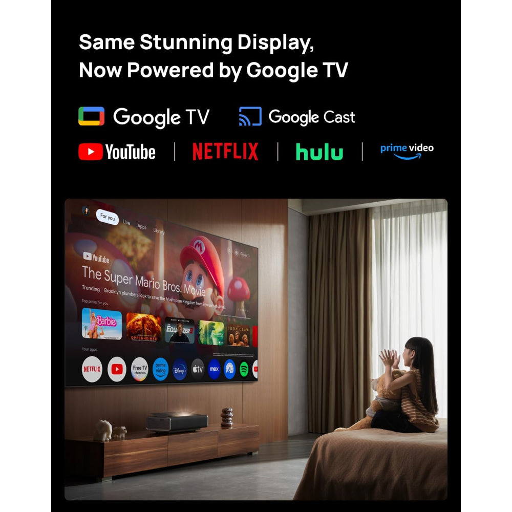 XGIMI AURA 2 (New)| 4K Ultra Short Throw Laser Projector, Google TV OS w/ Built-in Netflix, Prime Video, YouTube, 2760 ANSI Lumens, 60W Harman/Kardon Speakers Dolby ATMOS, Theater-Like Performance