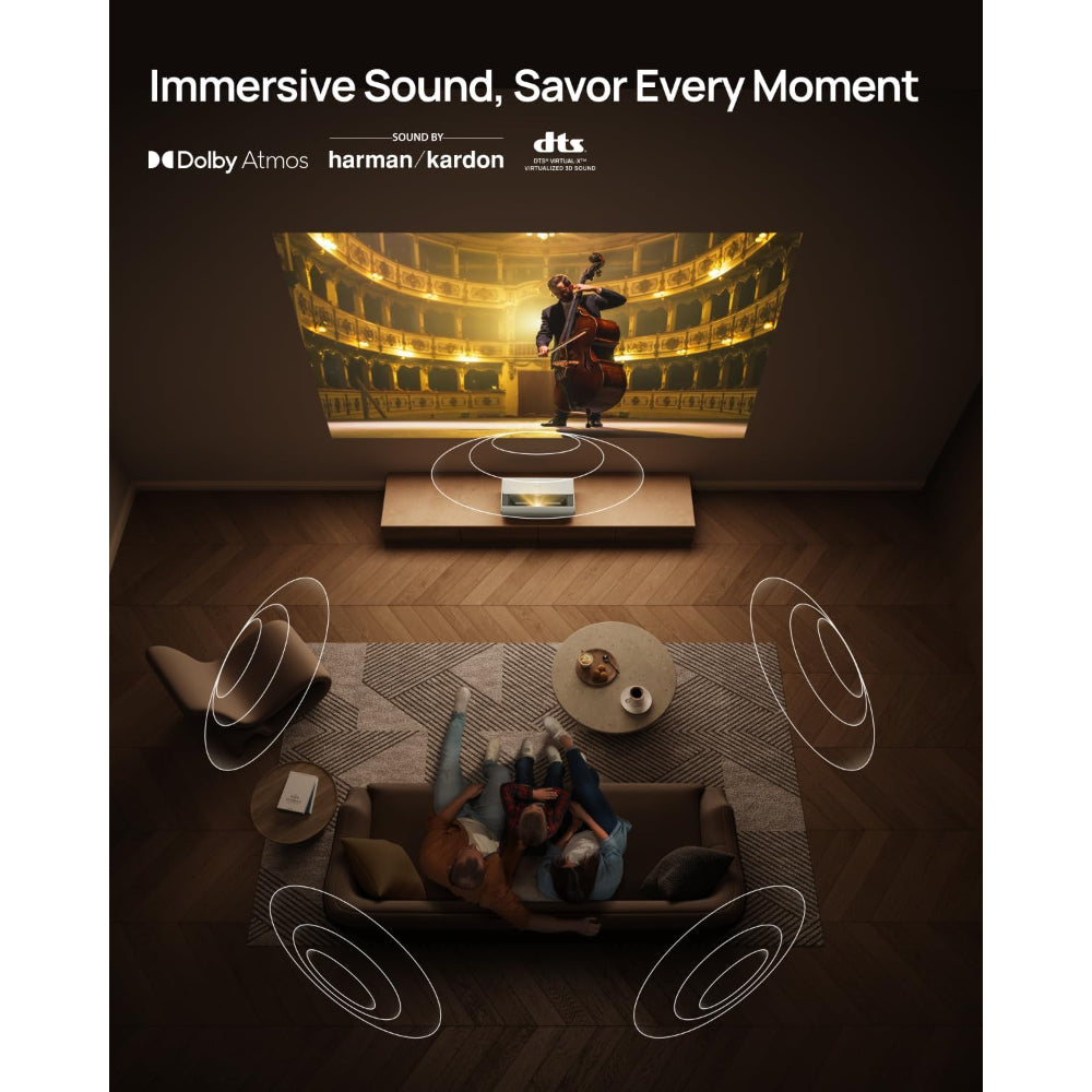 XGIMI AURA 2 (New)| 4K Ultra Short Throw Laser Projector, Google TV OS w/ Built-in Netflix, Prime Video, YouTube, 2760 ANSI Lumens, 60W Harman/Kardon Speakers Dolby ATMOS, Theater-Like Performance