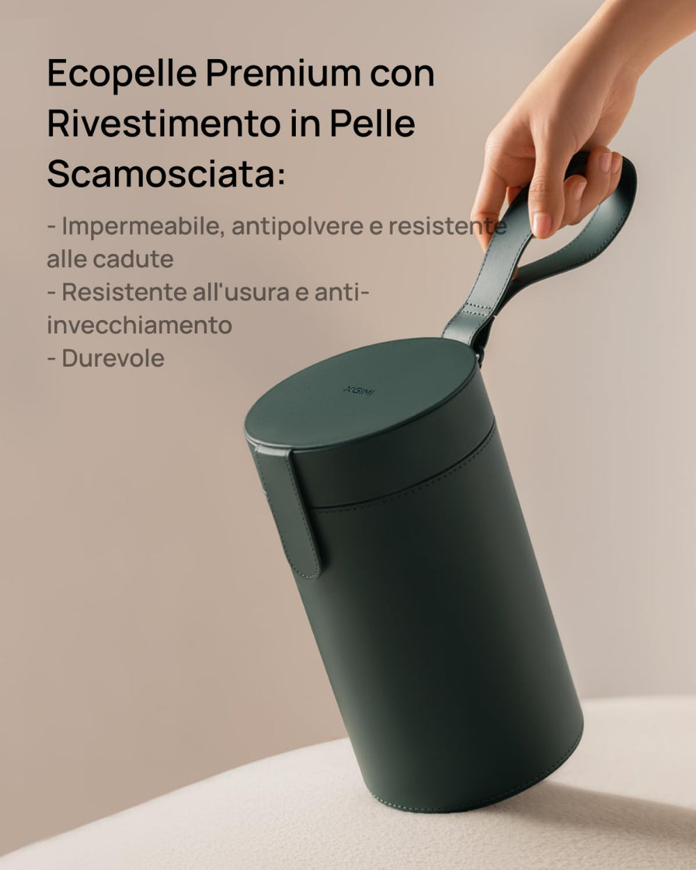 XGIMI Carrying Case for Mogo 3 Pro| Stylish, Heavy Duty Vegan Leather Case, Eco-Friendly PU leather, With Easy-Grab Handle, Waterproof, Dustproof, Drop Protection - Green