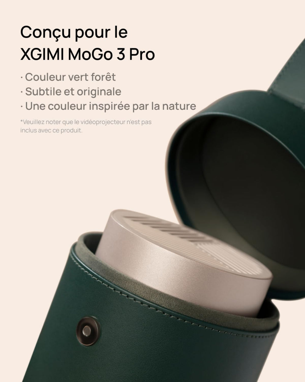 XGIMI Carrying Case for Mogo 3 Pro| Stylish, Heavy Duty Vegan Leather Case, Eco-Friendly PU leather, With Easy-Grab Handle, Waterproof, Dustproof, Drop Protection - Green