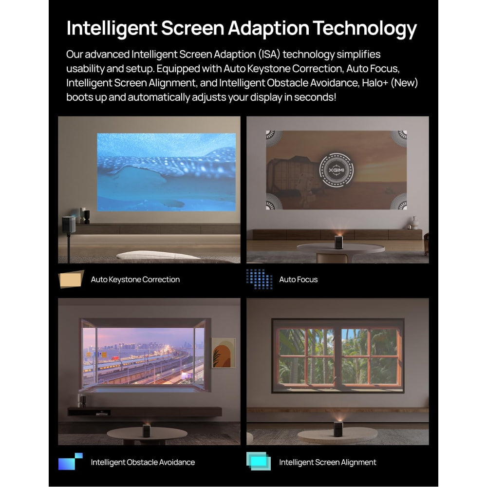 XGIMI Halo+ Google TV portable projector, lifestyle shot