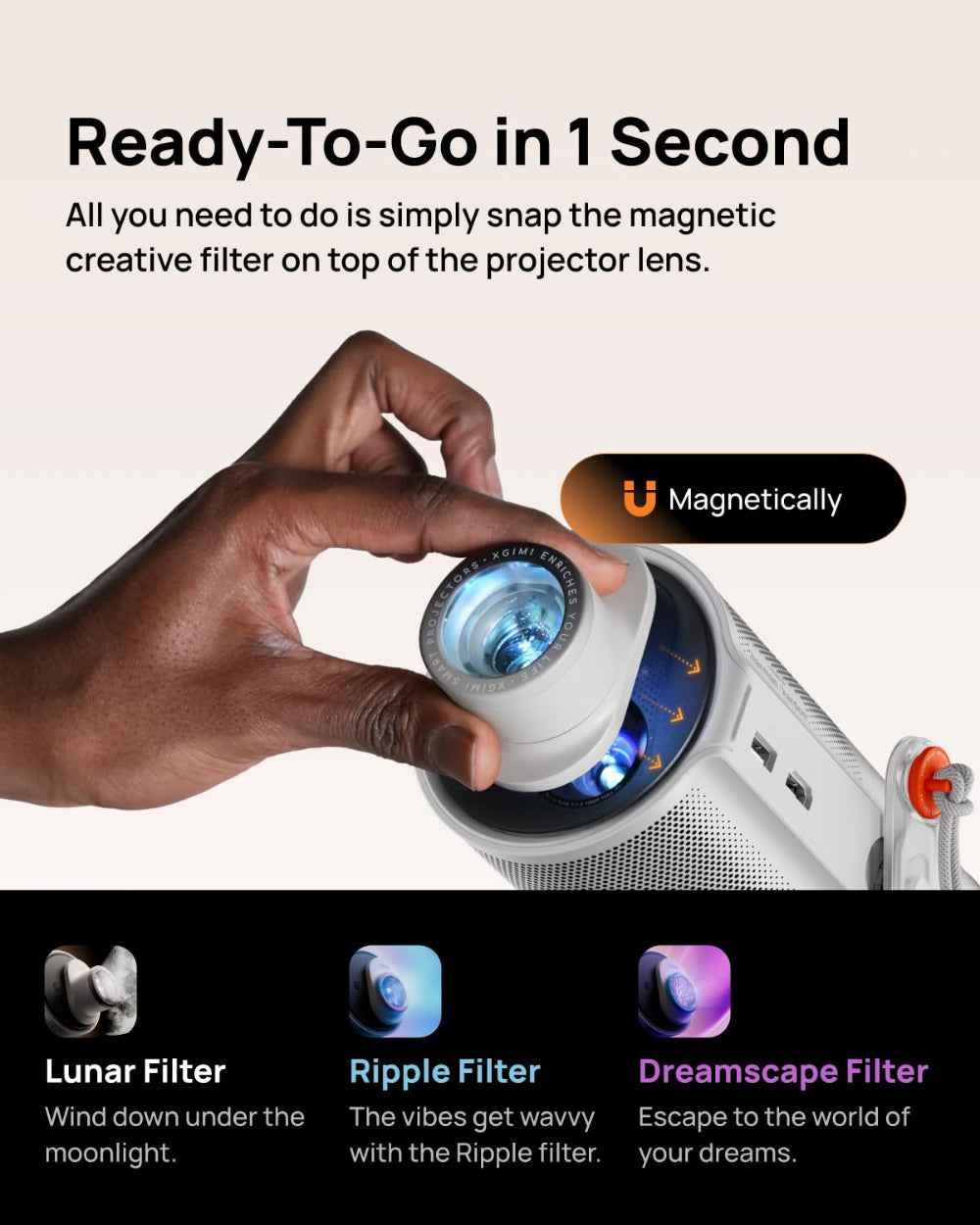 XGIMI Magnetic Creative Filters| For Ambient & Immersive Experience w/ Quick Snap-On Assembly, With Built-in Ambient Music, Wave Gesture Control, for XGIMI Mogo 4 Series - 3pk