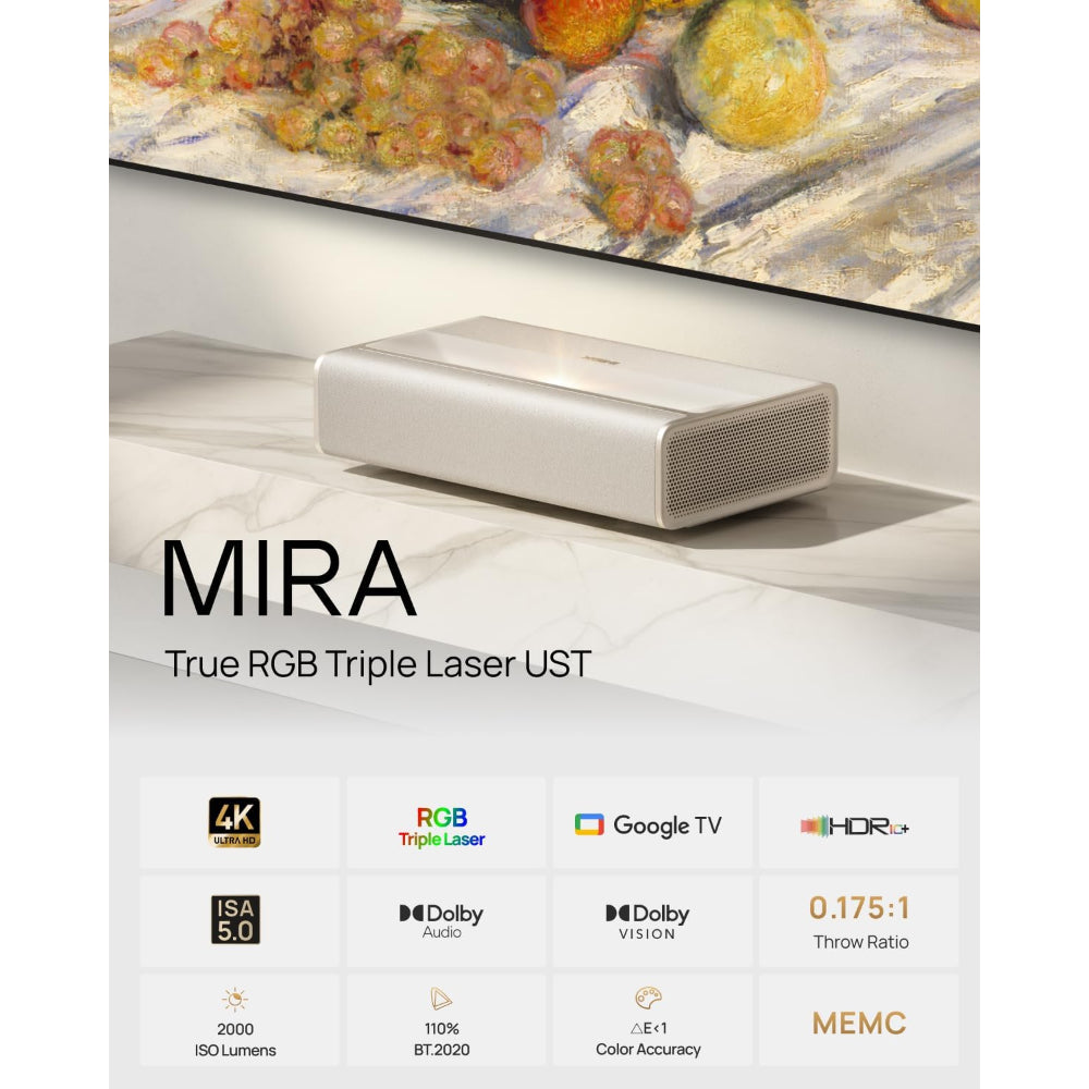 XGIMI MIRA 4K UST Laser Projector | Triple Laser | Google TV | Dolby Vision | Harman Kardon Sound