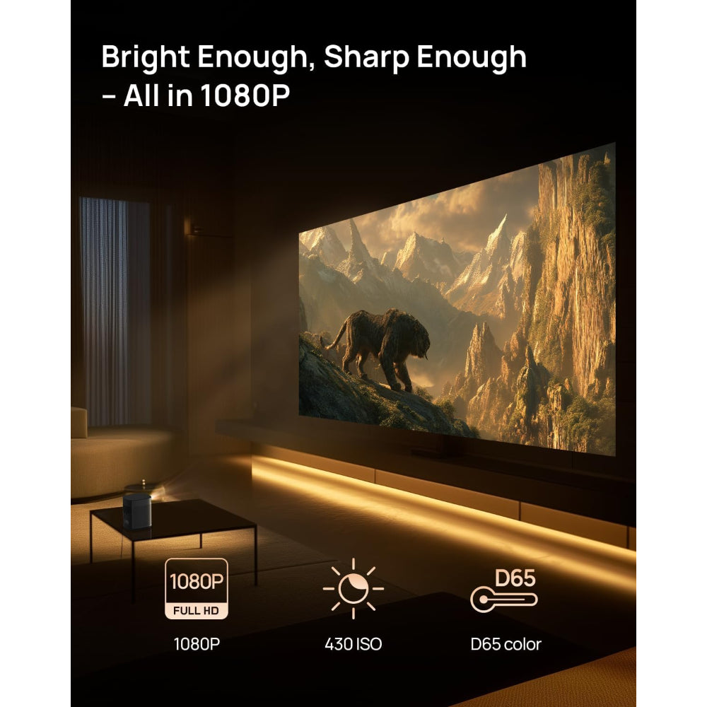 XGIMI MOGO 2 PRO GTV| Full hd Portable Projector, Google TV OS w/ Netflix, 516 ANSI Lumens, Up to 200" Screen Size, 2x 8W Dolby Audio Speakers, Powerbank Supported, for Home/Office/Camping/Travel