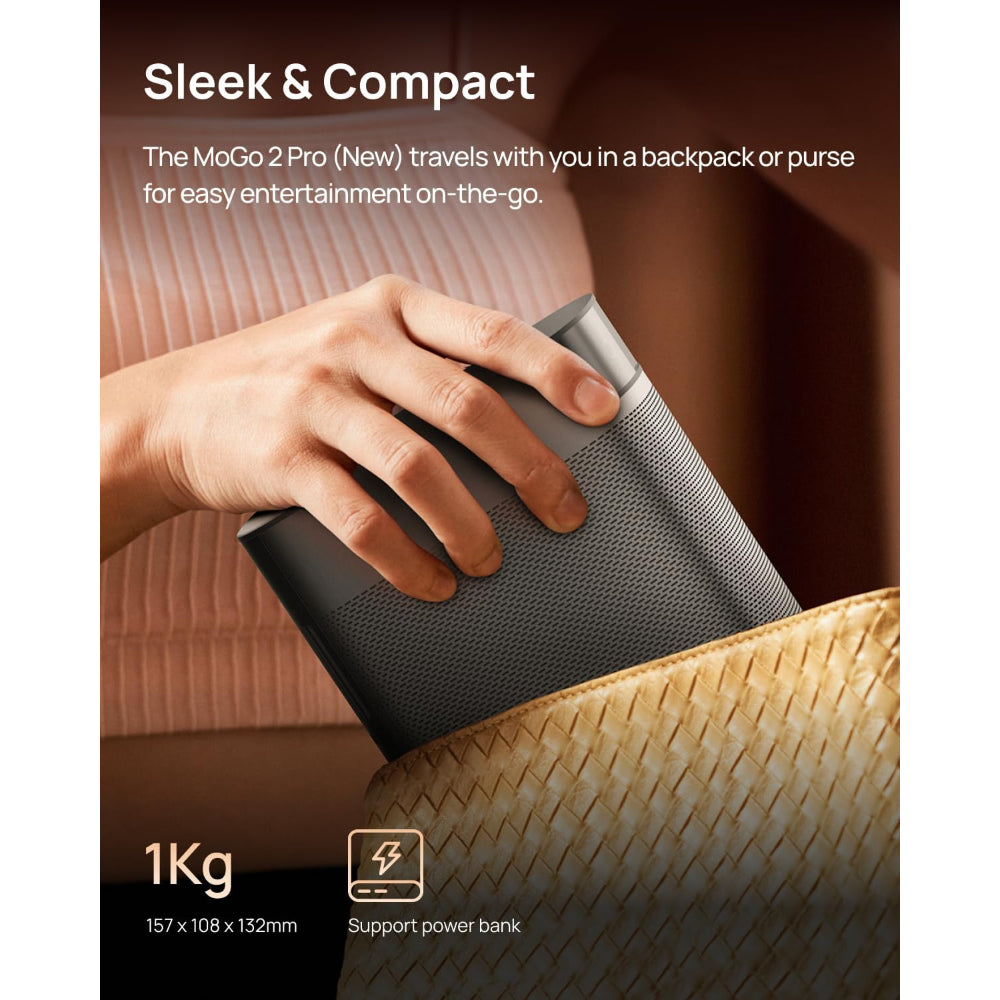 XGIMI MOGO 2 PRO GTV| Full hd Portable Projector, Google TV OS w/ Netflix, 516 ANSI Lumens, Up to 200" Screen Size, 2x 8W Dolby Audio Speakers, Powerbank Supported, for Home/Office/Camping/Travel