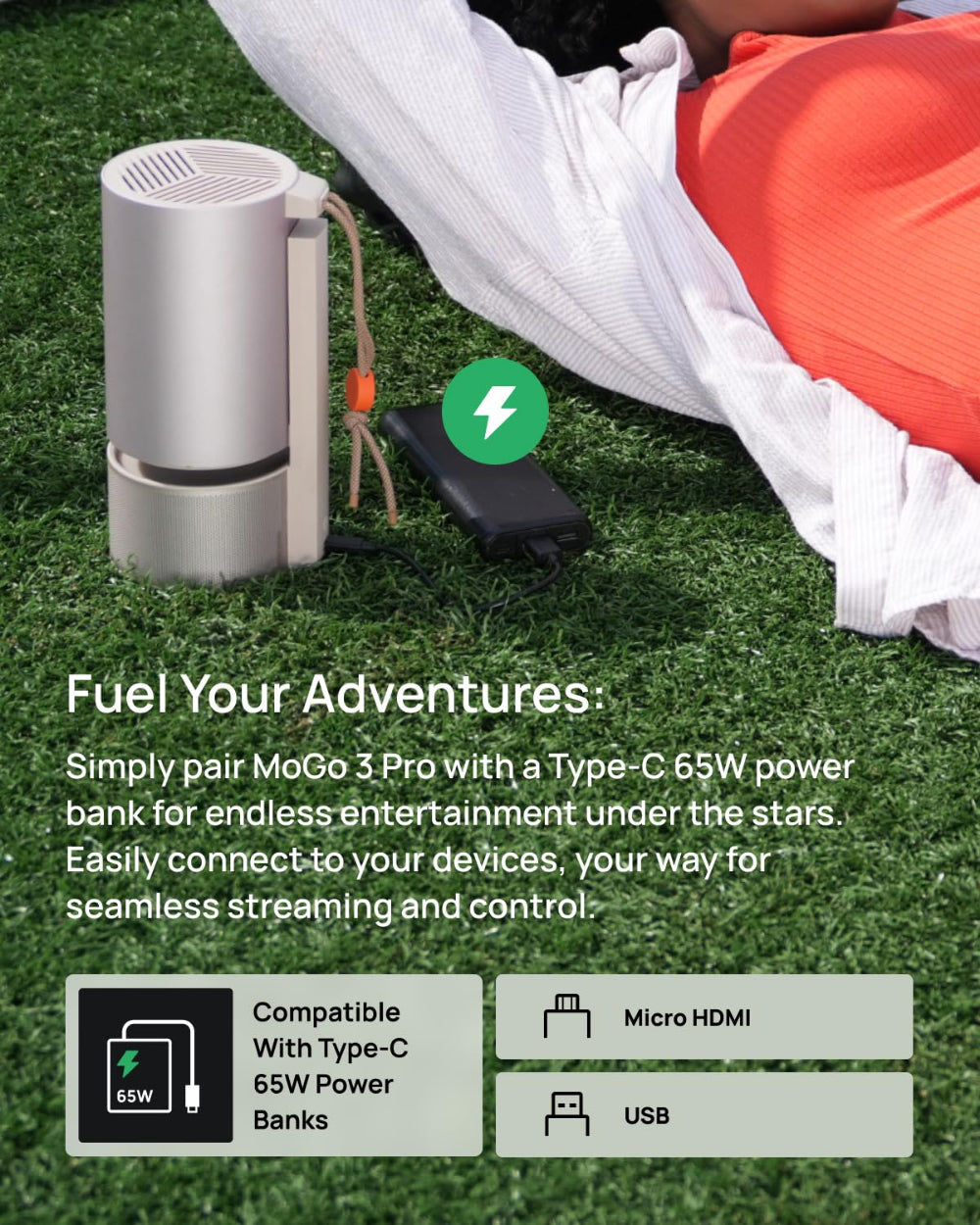 جهاز عرض محمول XGIMI MoGo 3 Pro، سطوع 450 لومن ISO، دقة 1080P Full HD - بيج