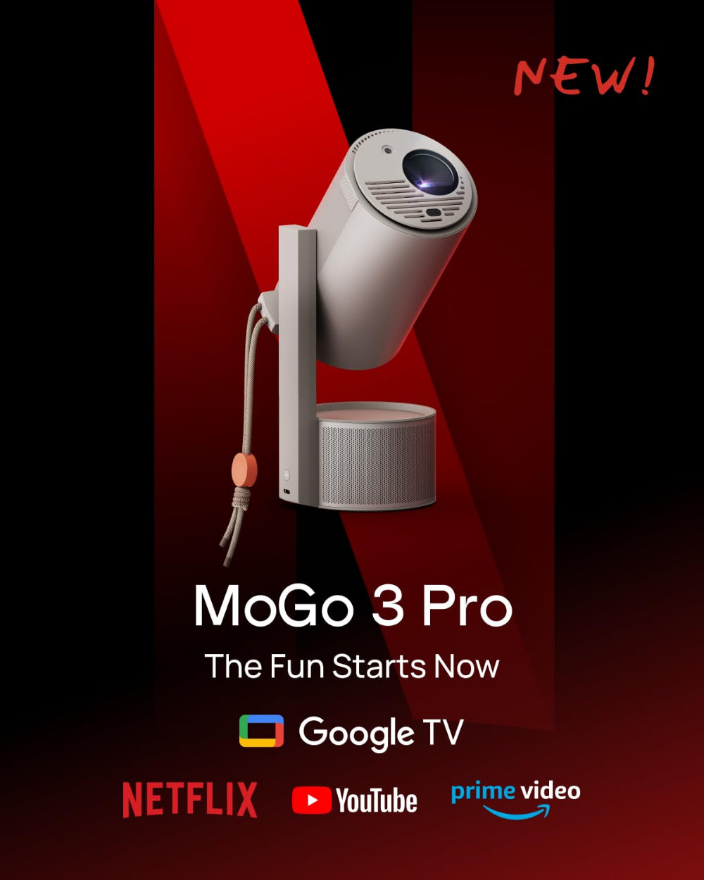 جهاز عرض محمول XGIMI MoGo 3 Pro، سطوع 450 لومن ISO، دقة 1080P Full HD - بيج
