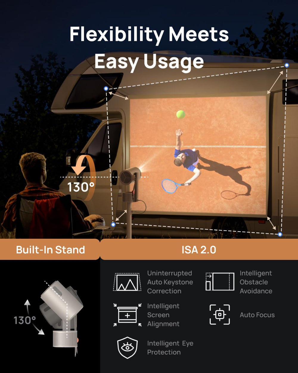 جهاز عرض محمول XGIMI MoGo 3 Pro، سطوع 450 لومن ISO، دقة 1080P Full HD - بيج