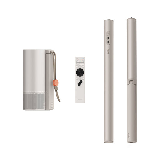 جهاز عرض محمول XGIMI MoGo 3 Pro، بقوة 450 لومن ISO ودقة 1080P Full HD، مع قاعدة PowerBase - بيج