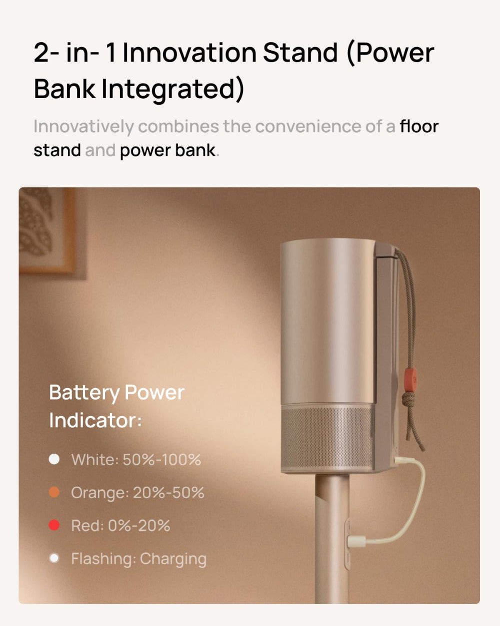 جهاز عرض محمول XGIMI MoGo 3 Pro، بقوة 450 لومن ISO ودقة 1080P Full HD، مع قاعدة PowerBase - بيج