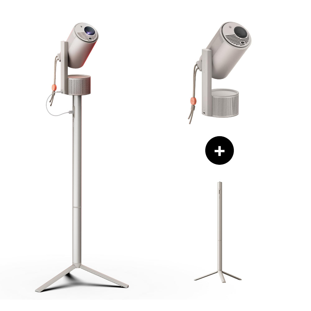 جهاز عرض محمول XGIMI MoGo 3 Pro، بقوة 450 لومن ISO ودقة 1080P Full HD، مع قاعدة PowerBase - بيج