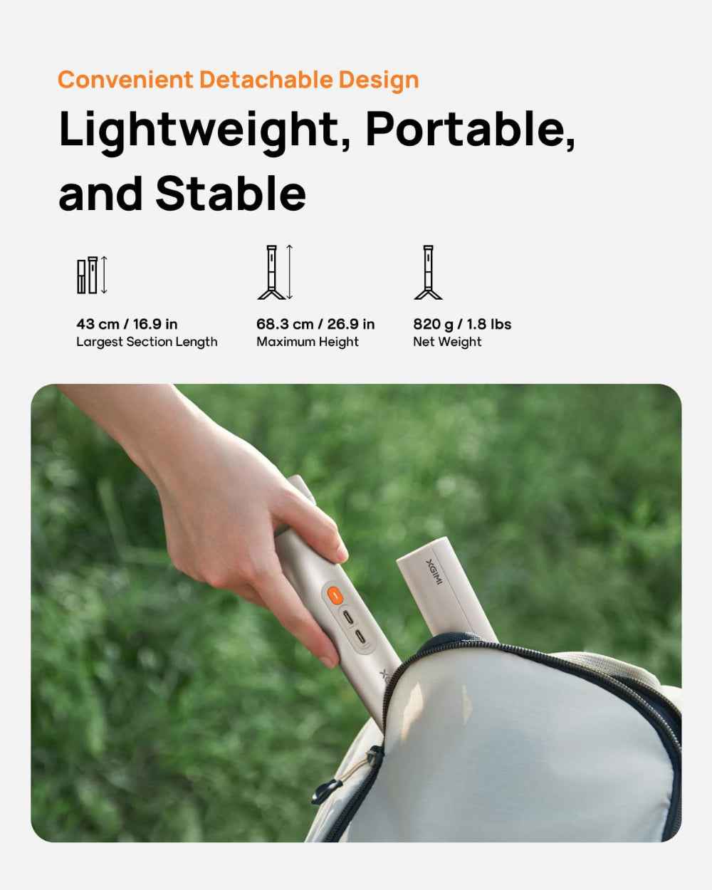 XGIMI PowerBase Stand for MoGo 4 Series| Innovative 2-in-1 Tripod Stand w/ Built-in PowerBank 20K mAh, Foldable, Lightweight & Portable, Rechargeable w/ USB-C Port, for Mogo 4 Projectors