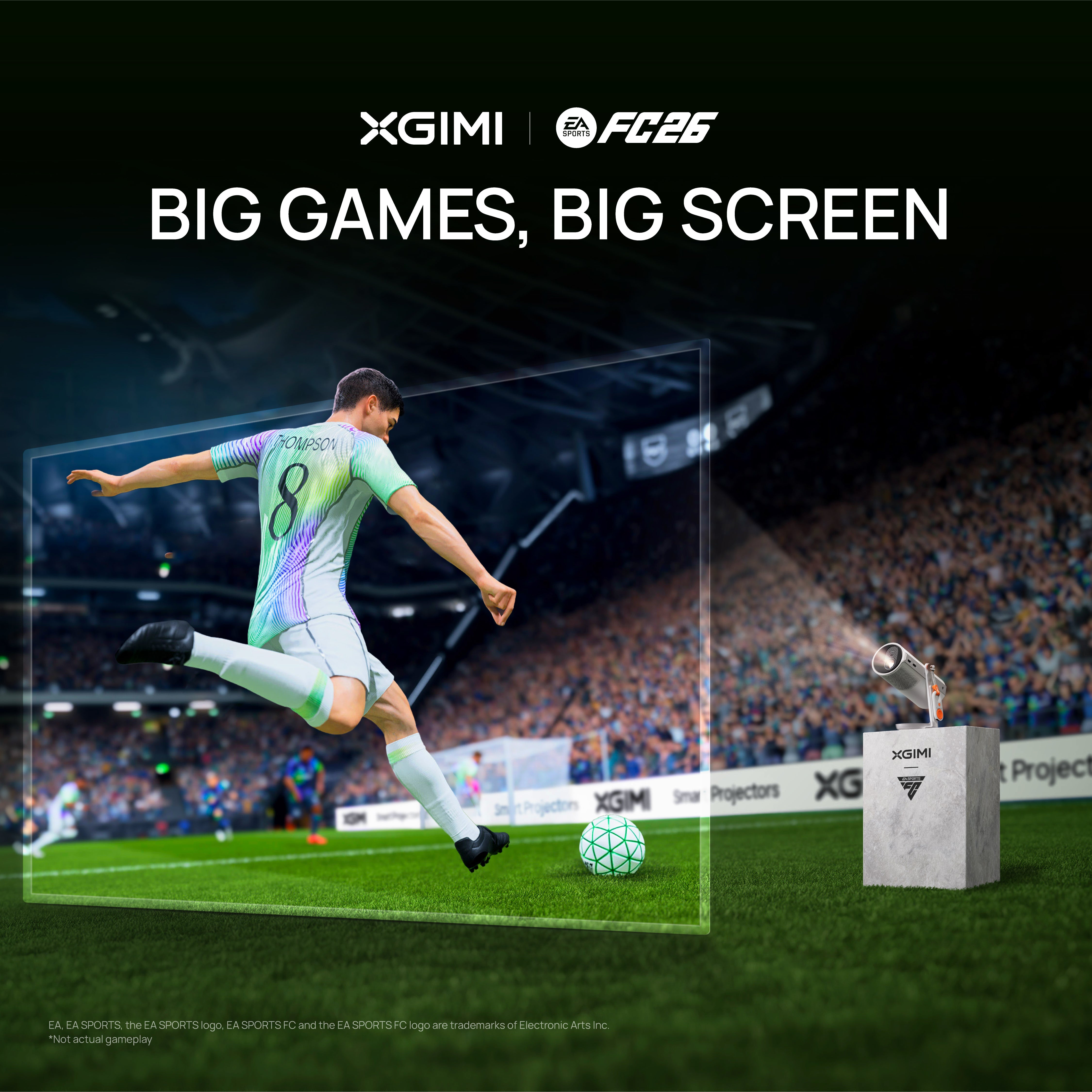 Xgimi MoGo 4 EA Sports Bundle | MoGo 4 LED Portable Projector + 70" Foldable Screen + Power Stand + 4x Filters + FC26 Game Code, 660 ANSI Lumens, Up to 5Hrs Battery Life