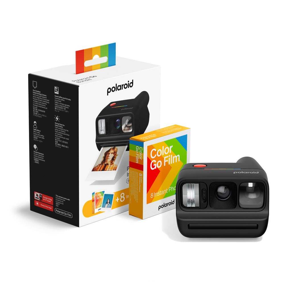 Polaroid Go Gen 3 Instant Camera Bundle | World's Smallest Analog Camera + 8 Color Films, Selfie Mirror, Self-Timer, Double Exposure, Powerful Flash, USB-C Rechargeable, for Kids & Adults, Black